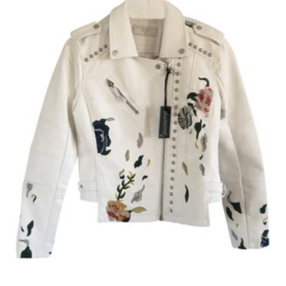 White vegan leather embroidered Blank NYC